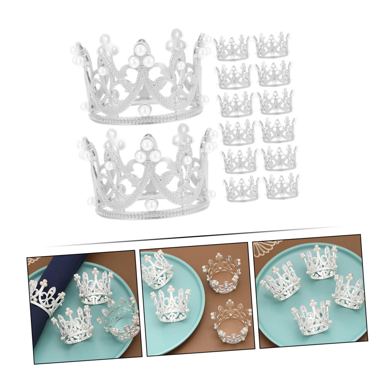 Anelli Portatovagliolo Corona in Lega di Zinco, 12 Pezzi Argento | Tavola Nuziale e Festa di San Valentino, Decorazione Leggera per Tovaglioli, Set Elegante da 12