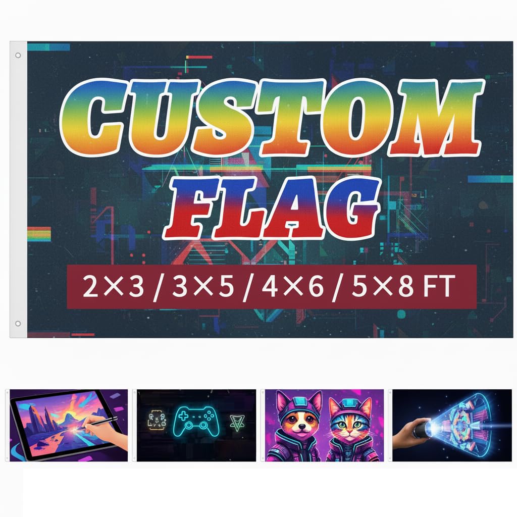Custom Flag,Personalised Flags Banner with Your Photo/Logo/Text,Make Your Own Flag with Text Logo Photo,Personalised Print Flags Customized flag DIY Birthdays,Living Room,Bedroom,Christmas (COSTOM)