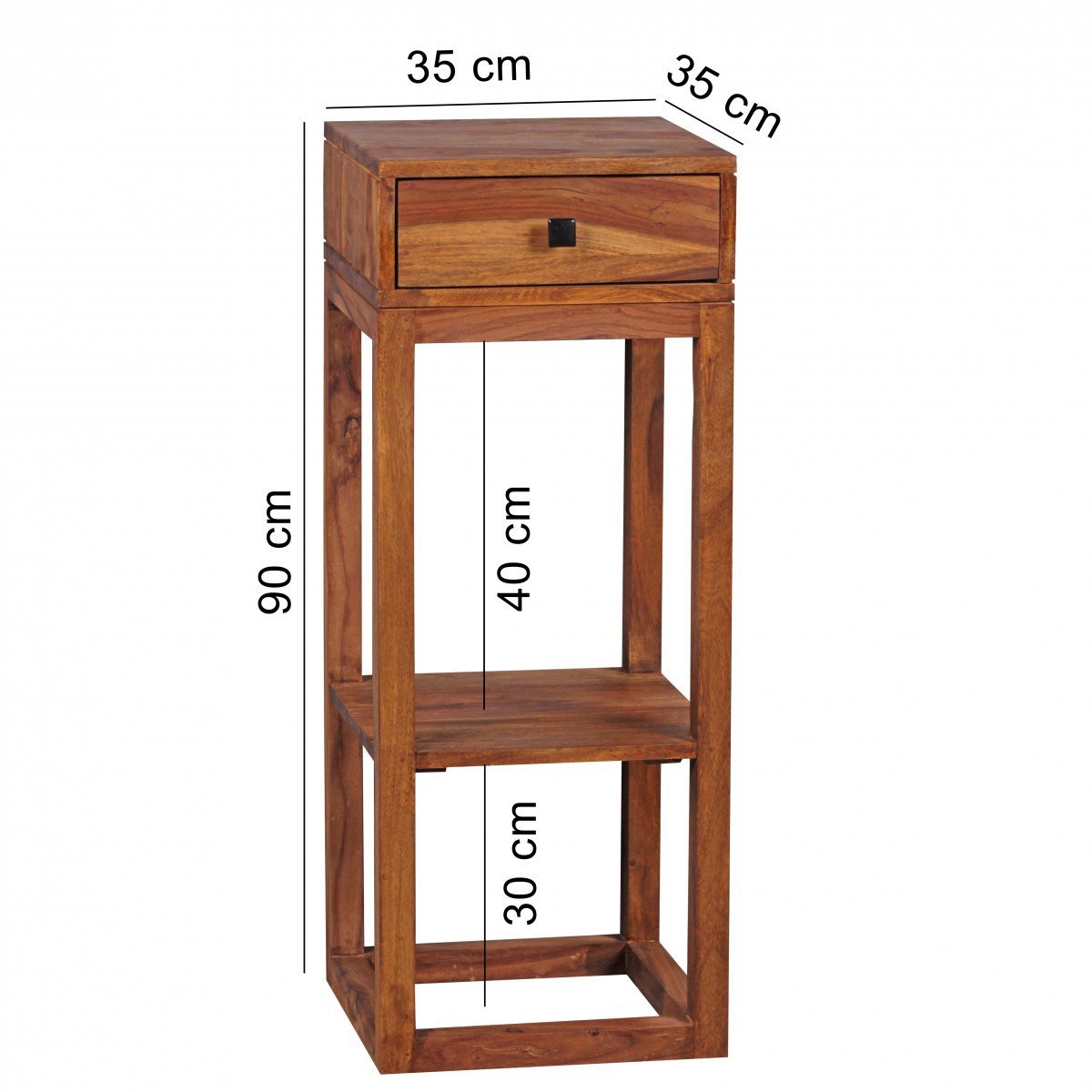 FineBuy Möbel zum Wohlfühlen Massiver Beistelltisch Sheesham PATAN Holz Massiv 90 x 35 x 35 cm, Telefontisch mit Schublade für Flur Anrichte, Moderne Konsole mit Ablage Braun
