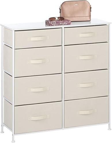 Miniatura 6 de mDesign Mueble de almacenamiento con marco de acero de 35.3 pulgadas, 8 cajones de tela delgada extraíbles, organizador alto para dormitorio, sala