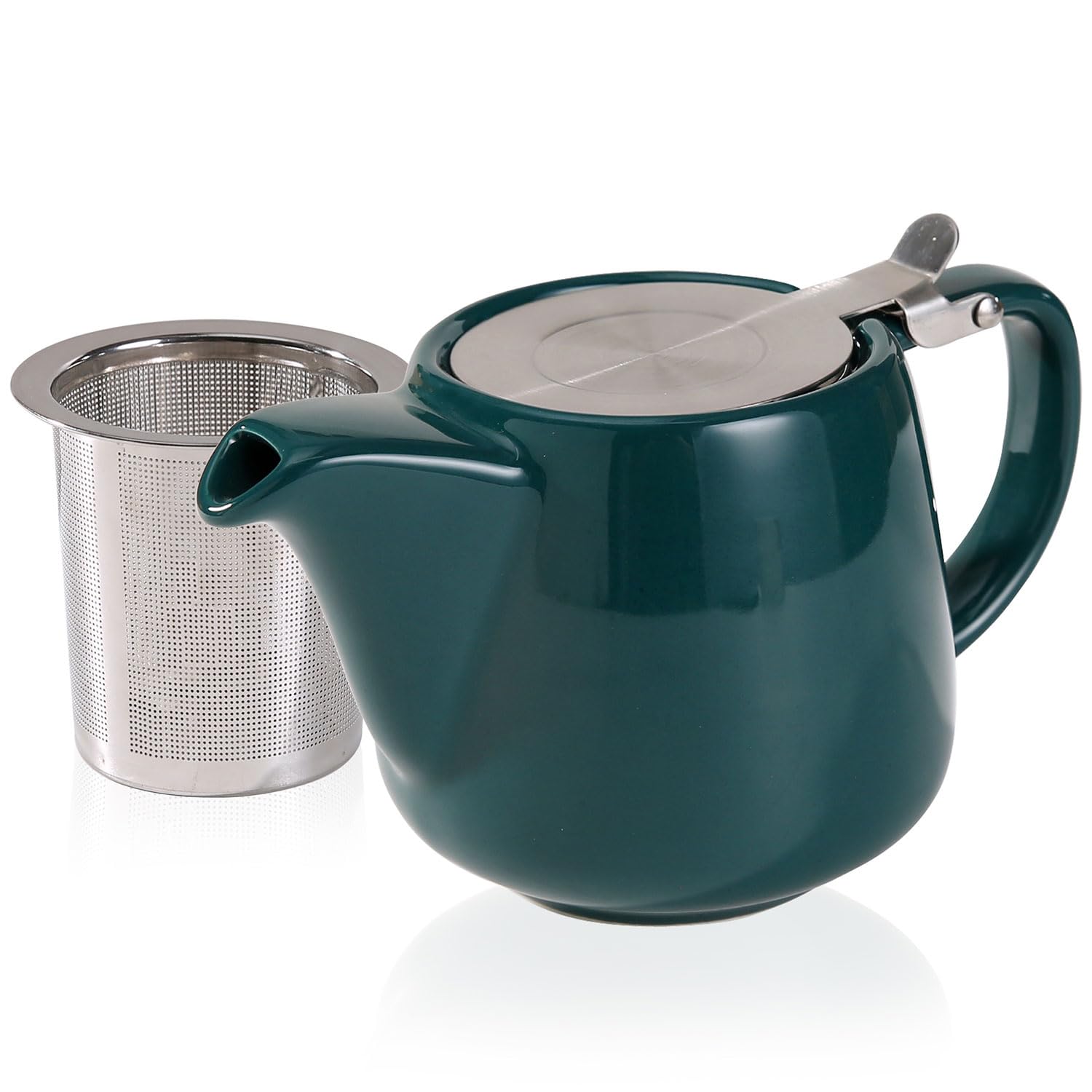 Tetera de cerámica con infusor de acero inoxidable para té suelto y té floreciente, tetera de cerámica resistente al calor y tetera de té, perfecta tetera verde, 500 ml