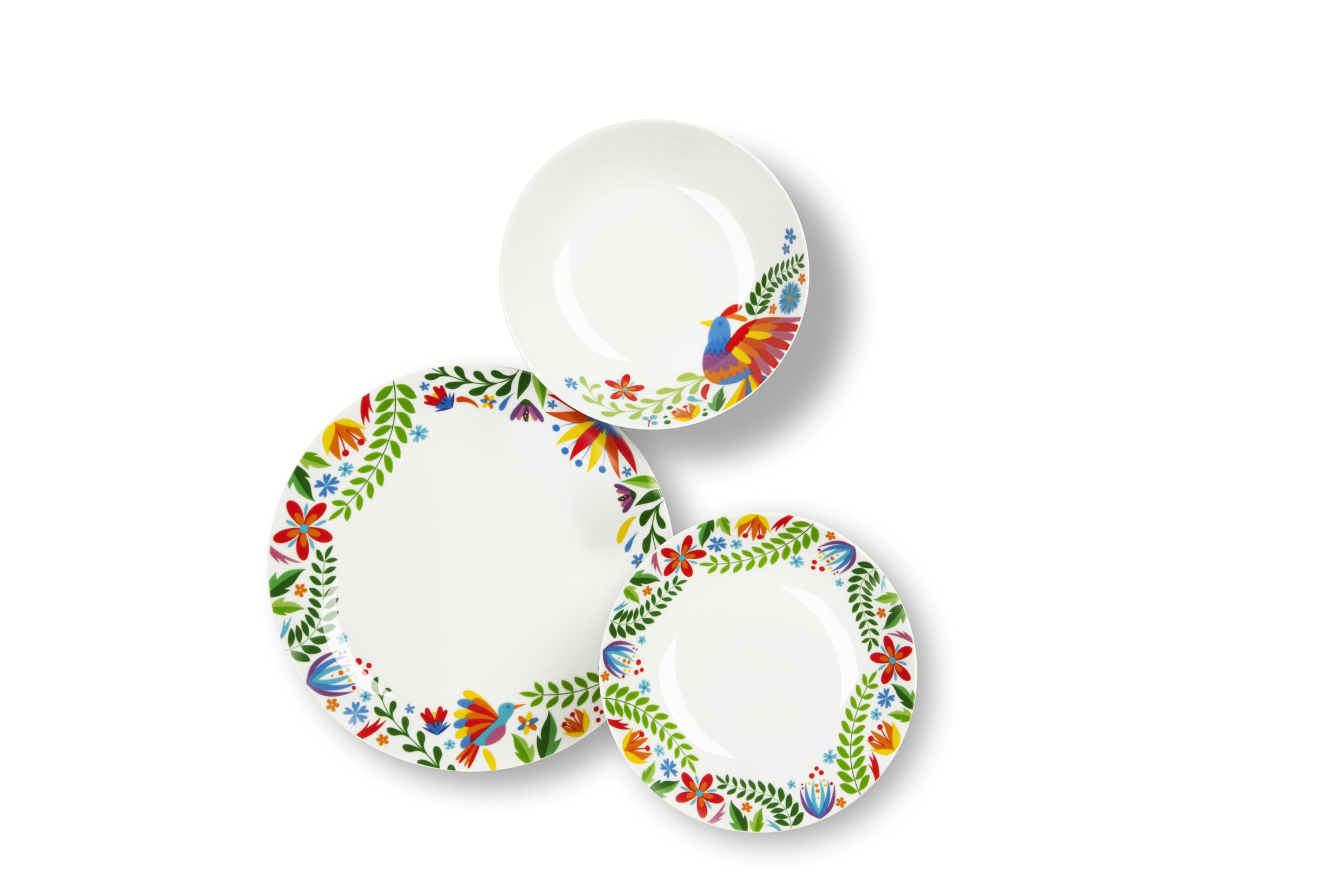 Excelsa Fiesta Servizio Piatti 12 Pezzi, Porcellana, Set 4 Persone, Multicolor