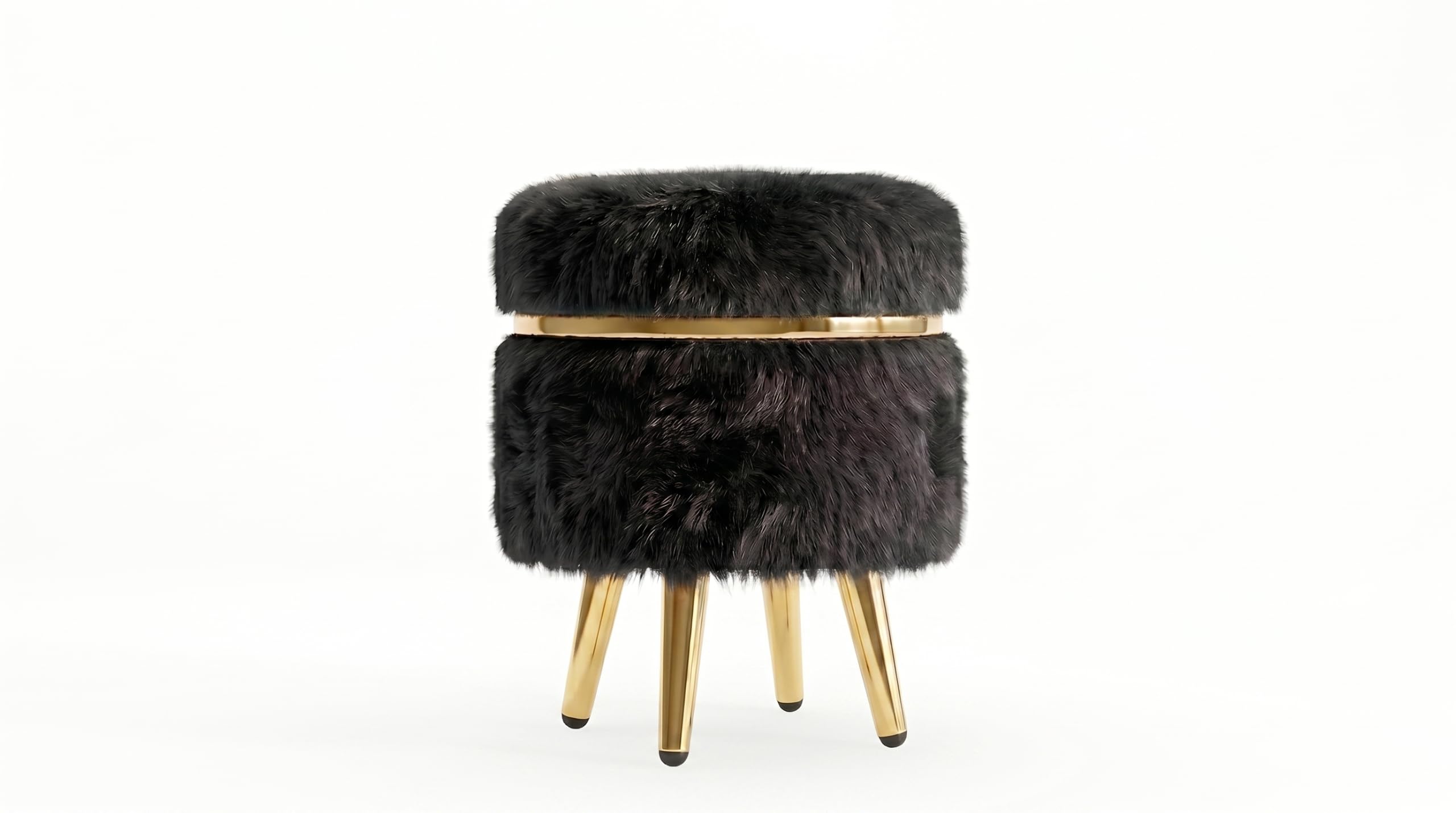 Faux Fur OTTOMAN-001 (Black)-image-12