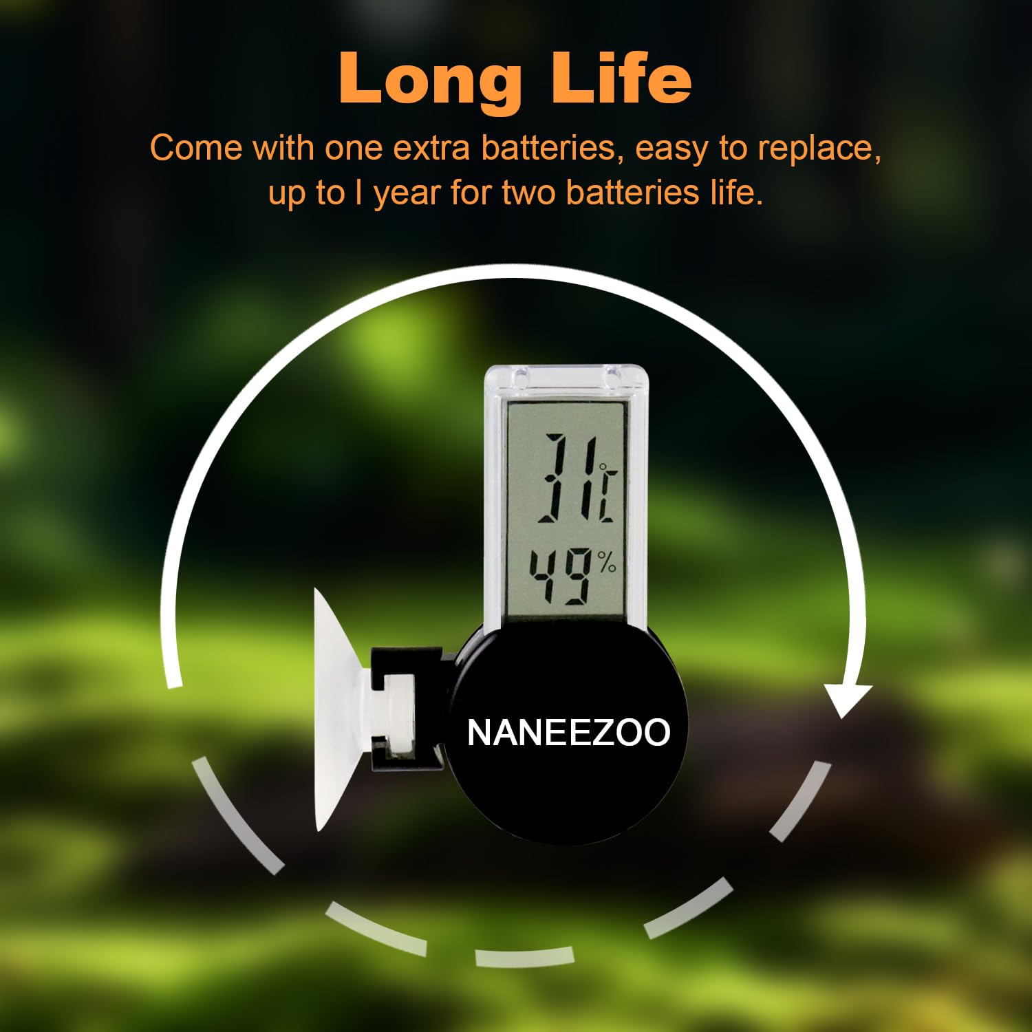 NANEEZOO Reptilien Terrarium Thermometer Hygrometer Digital LCD Display Haustier Hütebox Reptilien Tank Thermometer Hygrometer mit Saugtasche