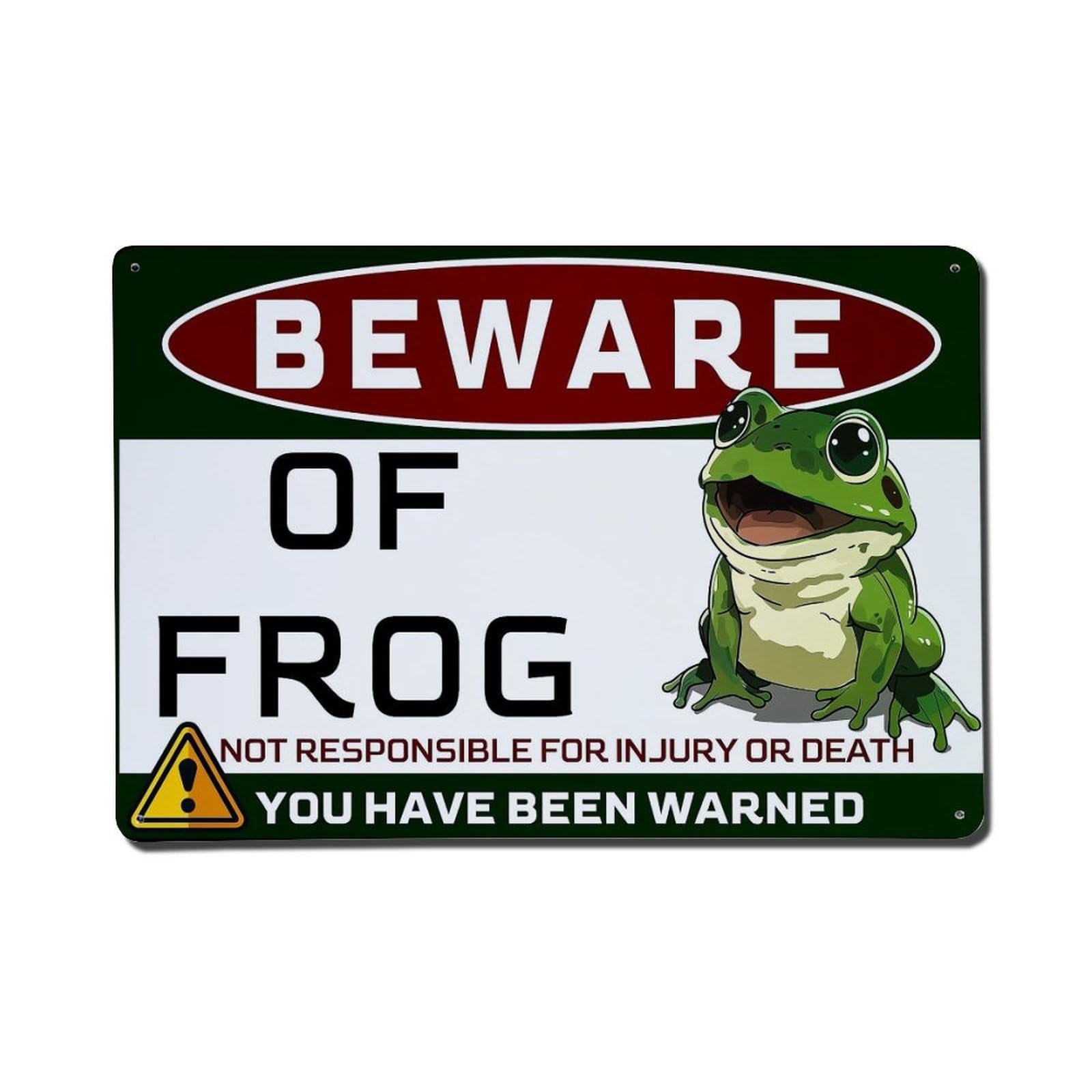 Beware Of Frog Sign Pattern Metal Tin Sign Plaque
