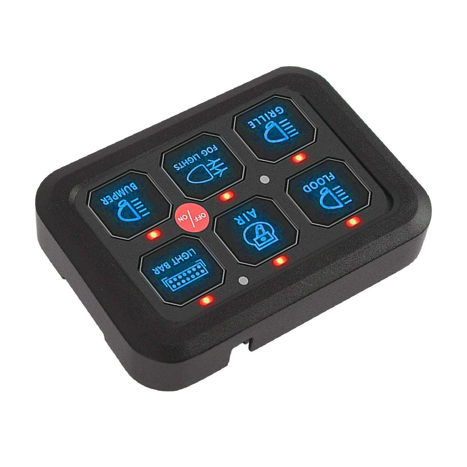 6 Gang 12V Panel Przełącznika z Przyciemnionym Podświetleniem Auto Regulowana Wtyczka Jasności i Odtwarzanie dla LED