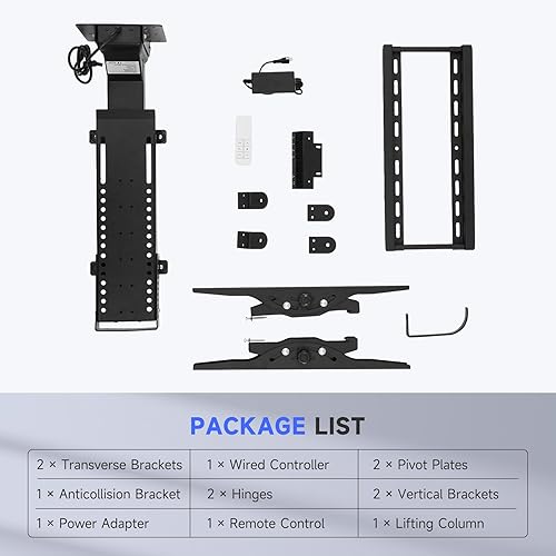 Miniatura 9 de CO-Z Elevador de TV motorizado para televisores de 32 a 57 pulgadas de hasta 165 libras y VESA de 400 x 400 pulgadas, soporte de TV de altura