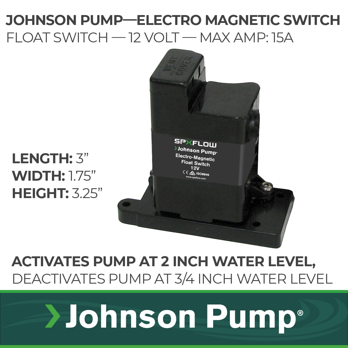 Johnson Pump 36152 Elektromagnetischer Schwimmerschalter, 12 V, schwarz, klein