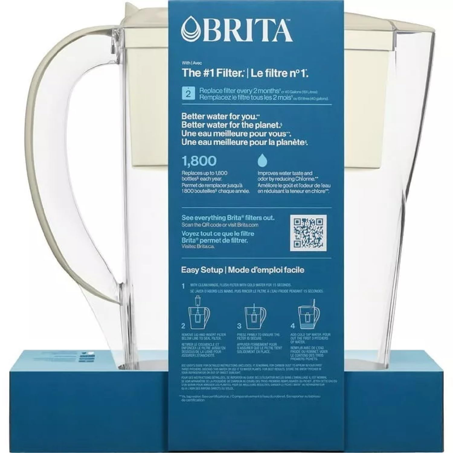 Brita Space Saver 6 Cup Water Filter Jug with 1 Standard Filter, Beige - Image 2