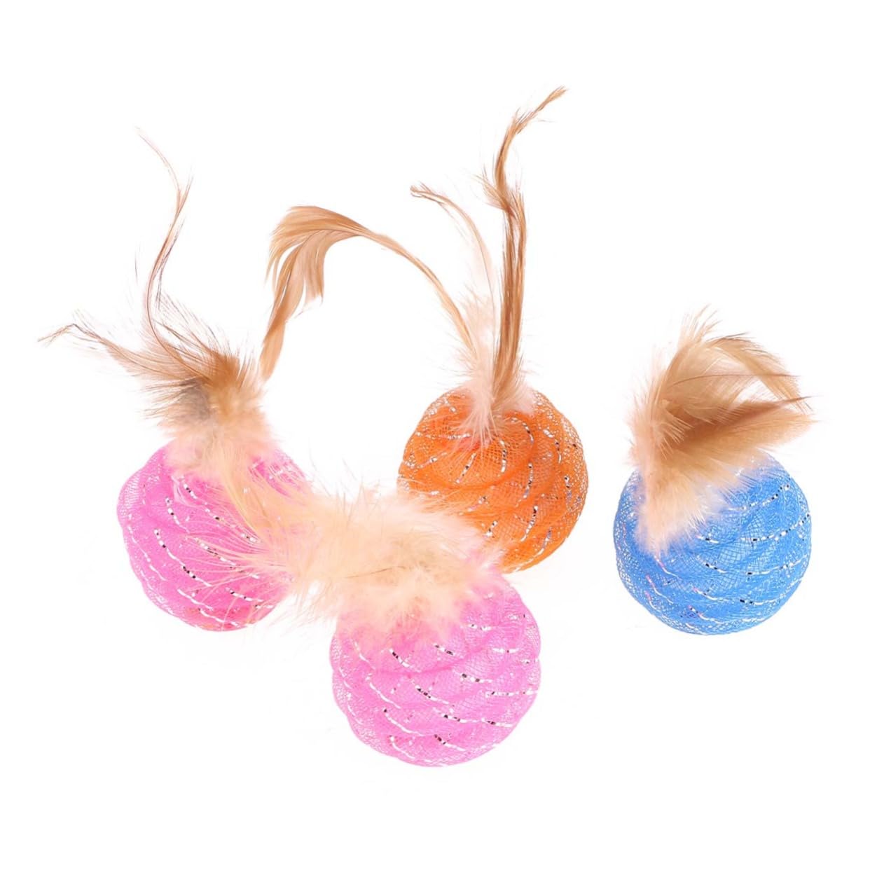 BUGUUYO 4pcs Cat Toy Balls with Interactive Training Toy for Pet Cats Candy Colored Line Tube Balls Random Color
