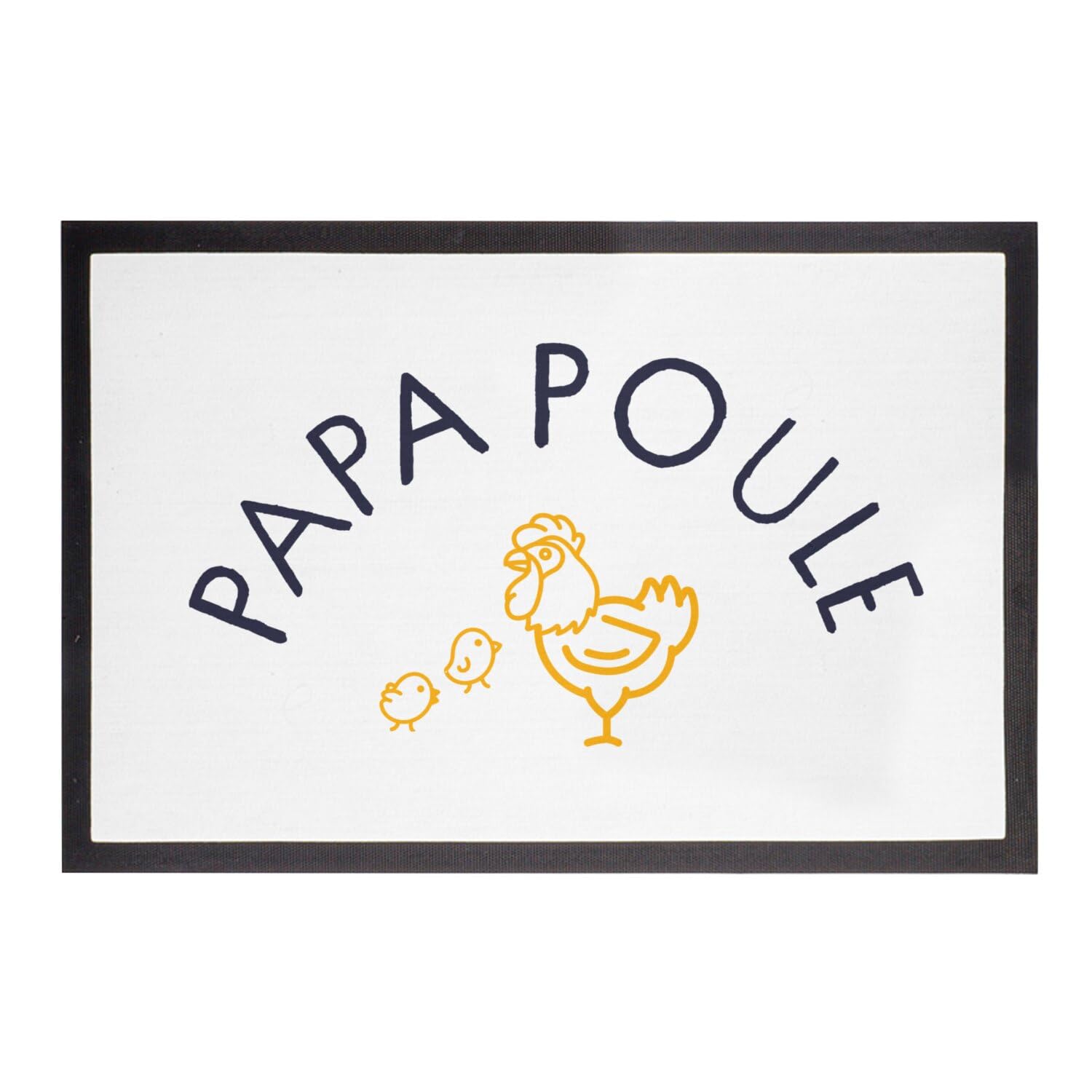 Paillasson Papa Poule Famille Tapis Entrée Blanc 60x40cm