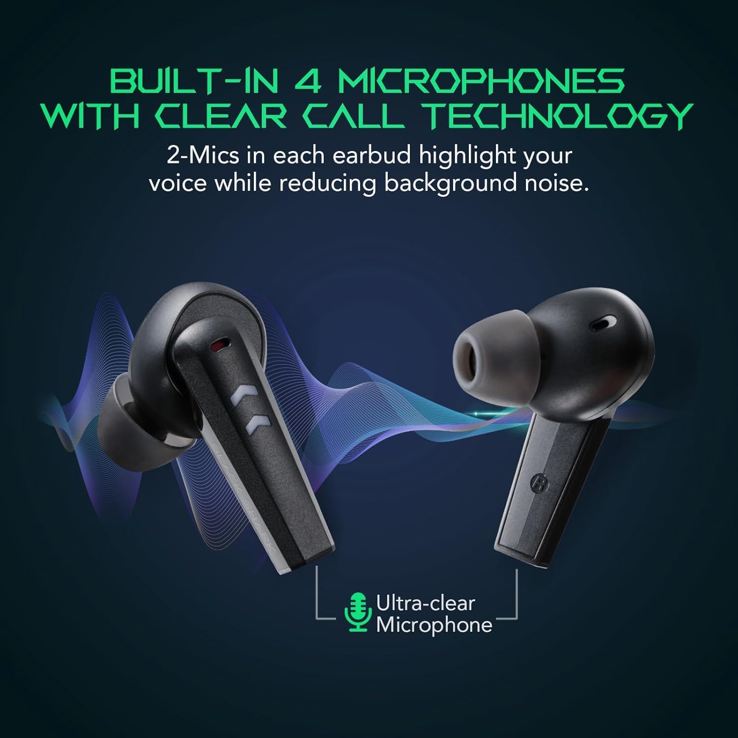 Black Shark Wireless Earbuds,Bluetooth Earphone Noise Cancelling with Dual-Modes, IPX5 Waterproof 26h Play Time Sport Bluetooth Headphones for iPhone/Android