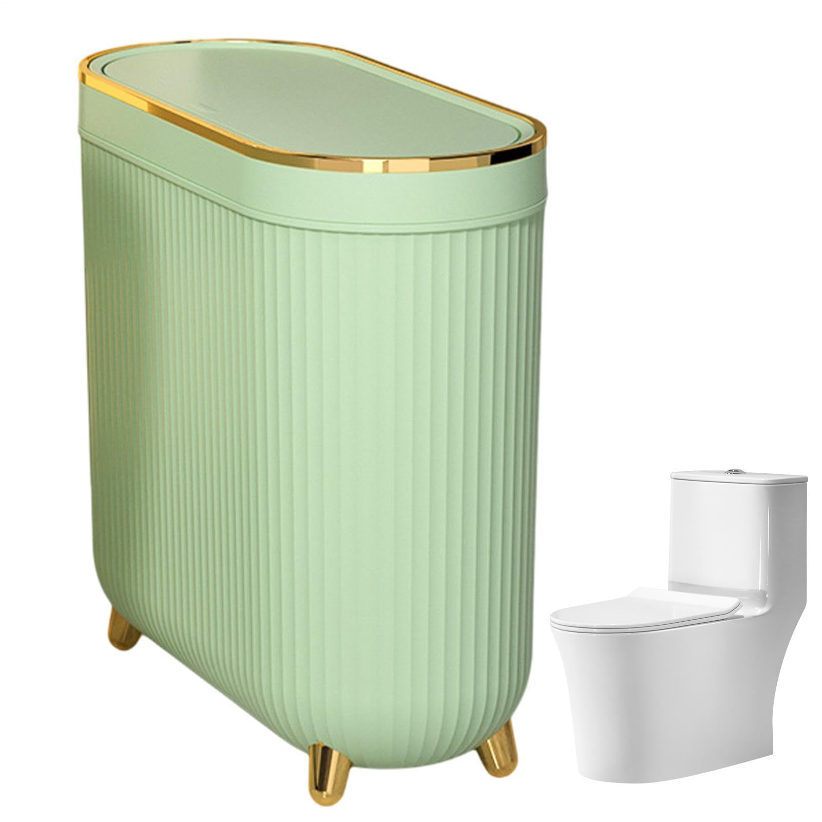 Pattumiera sottile per WC, 32 x 14 x 30 cm, in ABS, pattumiera stretta con | coperchio basculante, cestino leggero da 900 g, funzionamento a pedale silenzioso per l'igiene in piccoli spazi, m
