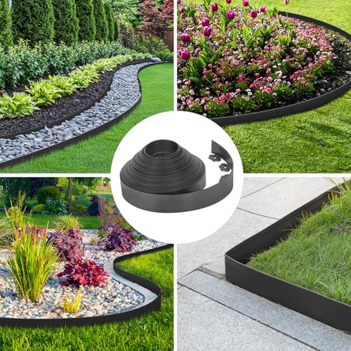 3-Inch x 50 FT Landscape Edging Border with 75 Stakes, Garden Border Edging Kit, Flexible Plastic Edging Border for Garden Flower Beds Lawn Yard Paver Pathway (Black) by FunFanso - Used condition - Image 6