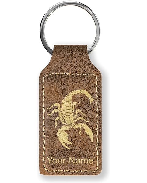 LaserGram Rectangle Keychain, Scorpion, Personalized Engraving Included