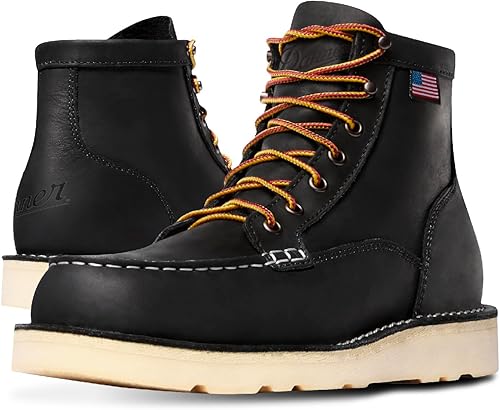 Danner Botas de trabajo Bull Run de 6 pulgadas con punta de acero para hombre, cuero aceitado de grano completo con suela de cuña antideslizante y