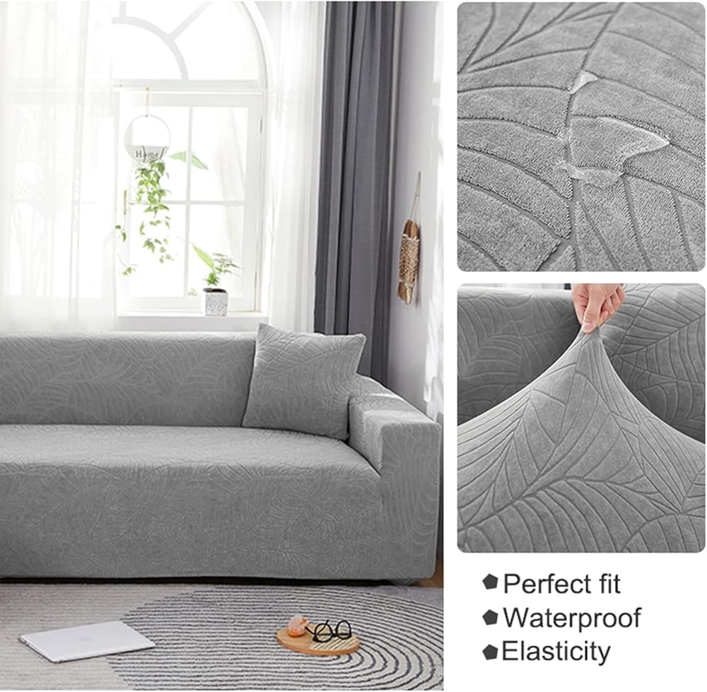 Jacquard Sectional Couch Deckungen L-form-sofa-slip-cover, Universeller Hochstrecksofa-deckungsmöglichkeitenschutz, Waschbare Vollständige Couchab(Size:3 Seater (190-230cm/75-91inch),Color:Matcha)