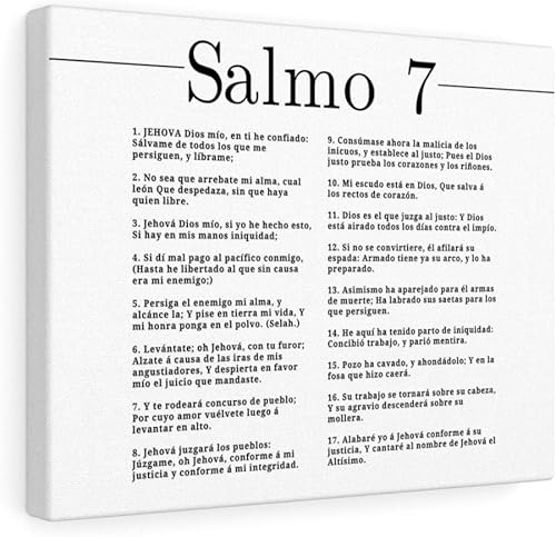 Express Your Love Gifts Salmo 7 Impresion De Arte Crist en Blanco Salmo 7 - Lienzo bíblico listo para colgar en español sin marco