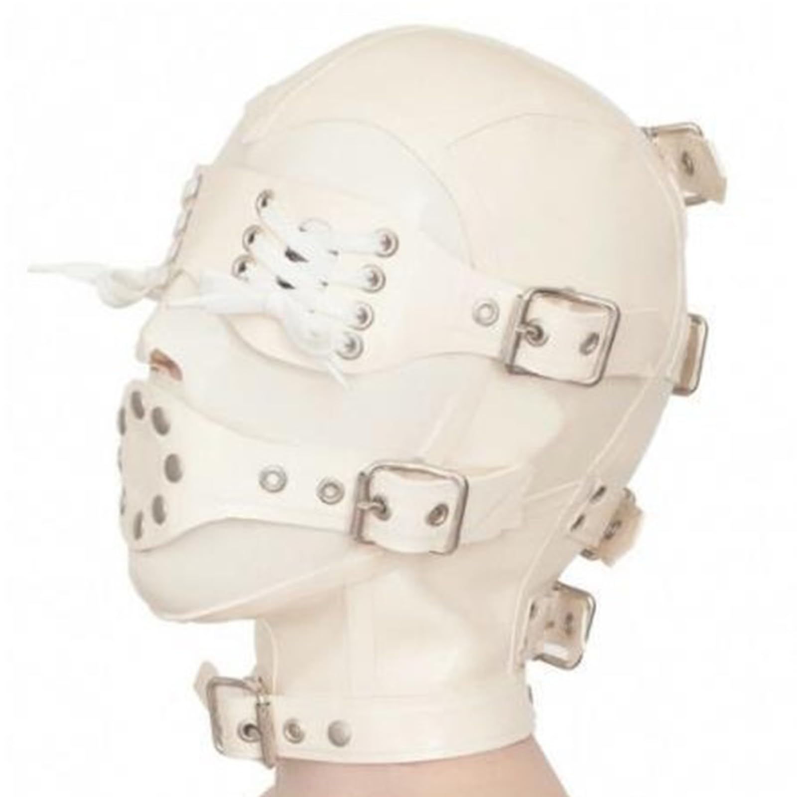 Bondage Latex Mask BDSM Halloween Partymaske Full Face Latex Maske mit Abnehmbare Augenmaske für Cosplay Party Paare(Size:XXL-73CM)