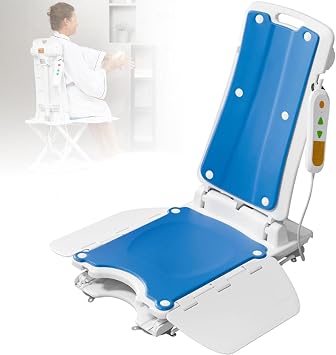 Electric Bath Lift Chair for Elderly, IP68 Waterproof, 300 lbs Capacity, Foldable, Height Adjustable 3.15"-19.7", Remote Control, for Tub & Fall Recovery