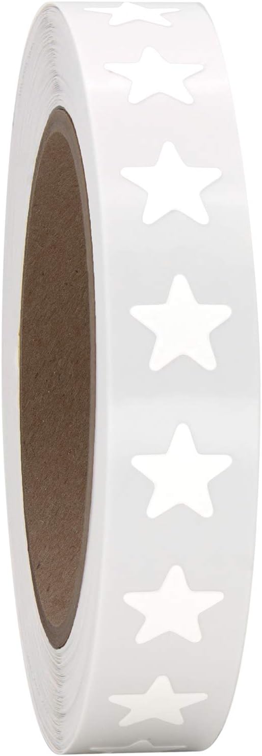 3/8" Bright White Star Shape Foil Sticker Labels, 1000 Labels per Roll, 1 Roll.375 Inch