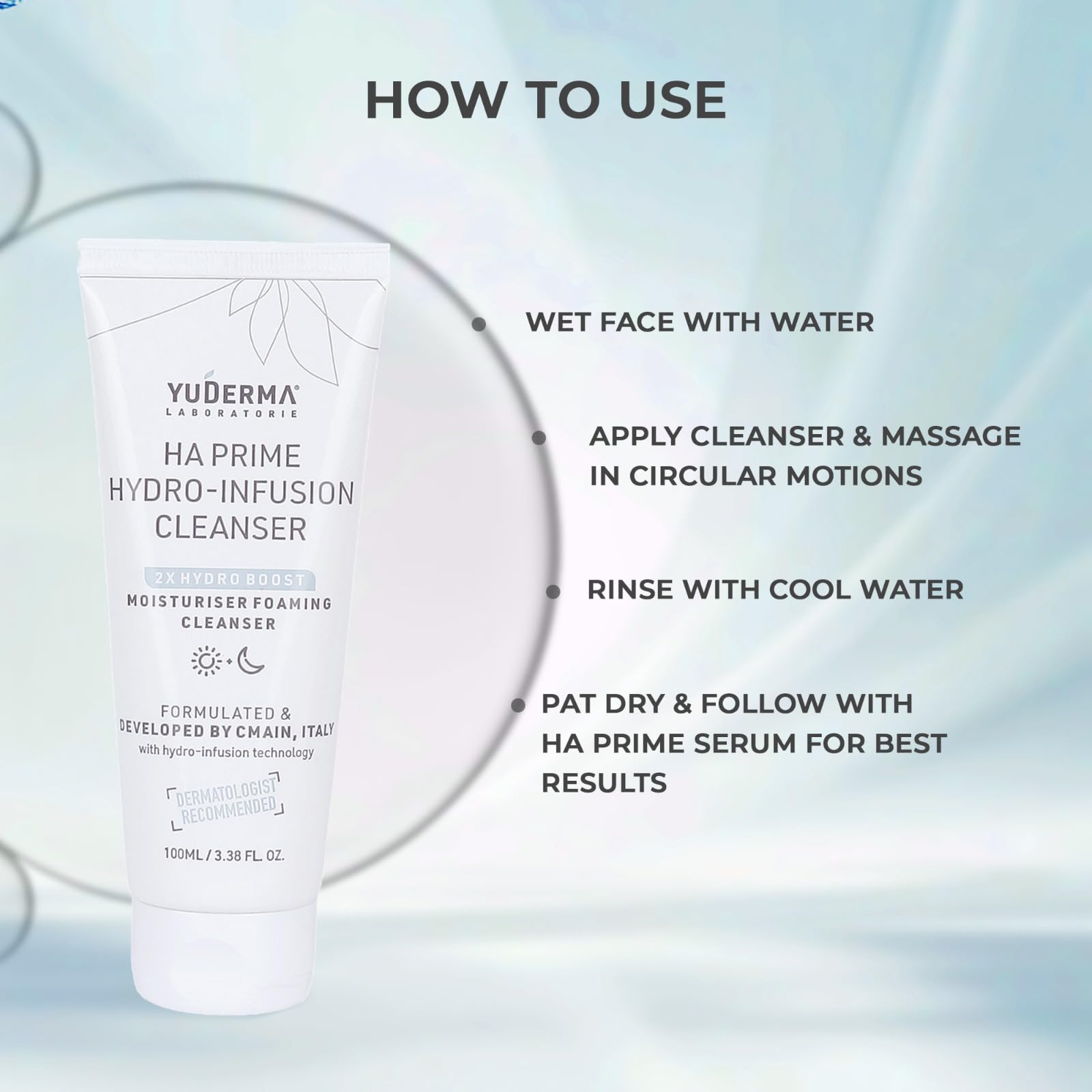 Yuderma HA Prime Hydro-Infusion Cleasner With 2X Hydro Boost Moisturiser Foaming Cleanser, 100 Ml