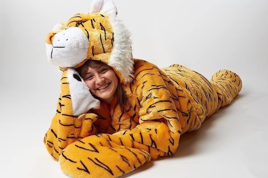 Adult Tiger SnooZzoo Sleeping Bag for Adults up to 75 inches Tall.