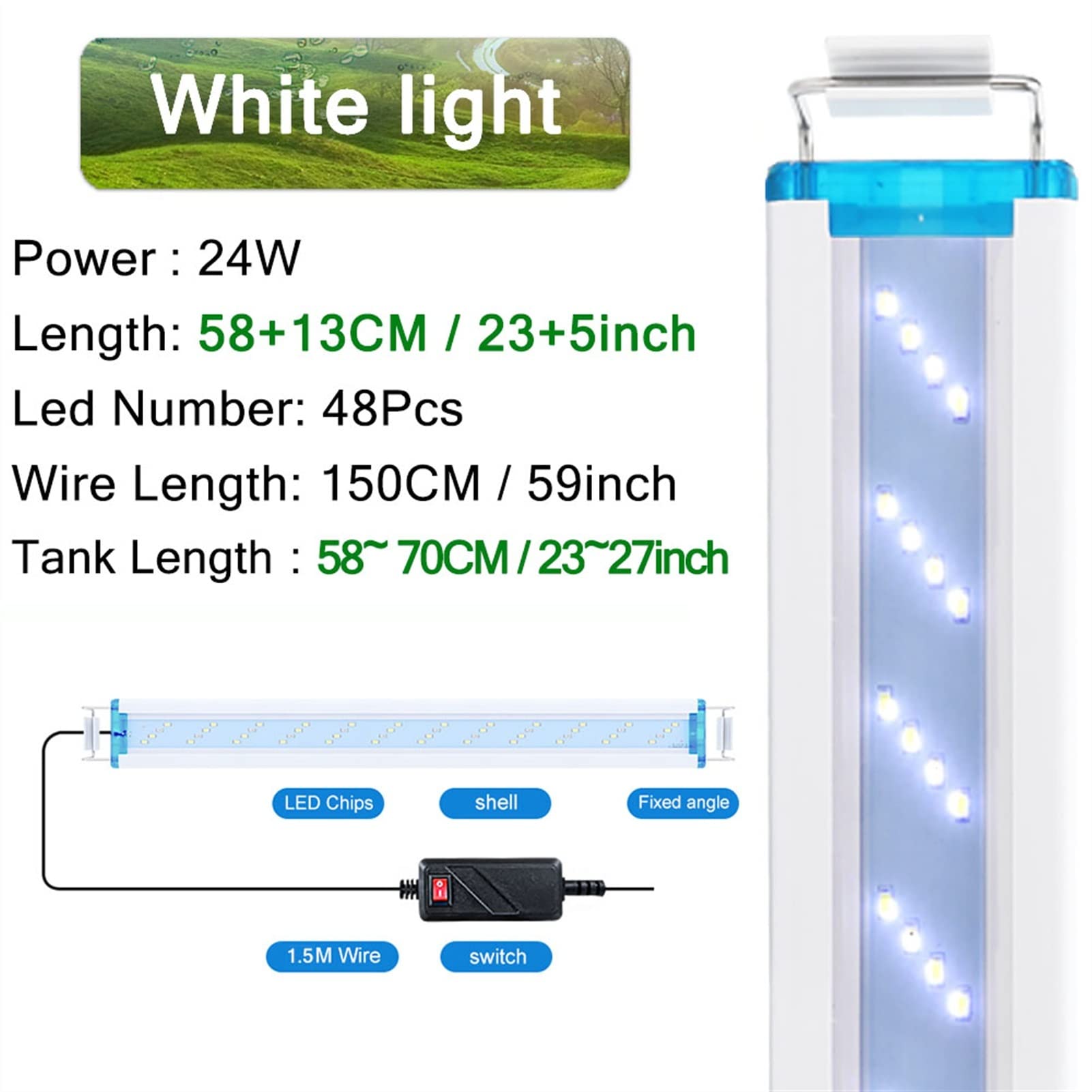 Luci Piscina Super sottile Le. LUCE AQUARIUM DS AQUARION LUCE AQUATIC PLANT 18-7 5 cm. Clip impermeabile estensibile sulla lampada for il serbatoio di pesce (8W / 12W / 16W / 20W / 24W) Subacquee Luc