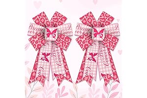 Threetols 2pcs Breast Cancer Awareness Wreath Bows