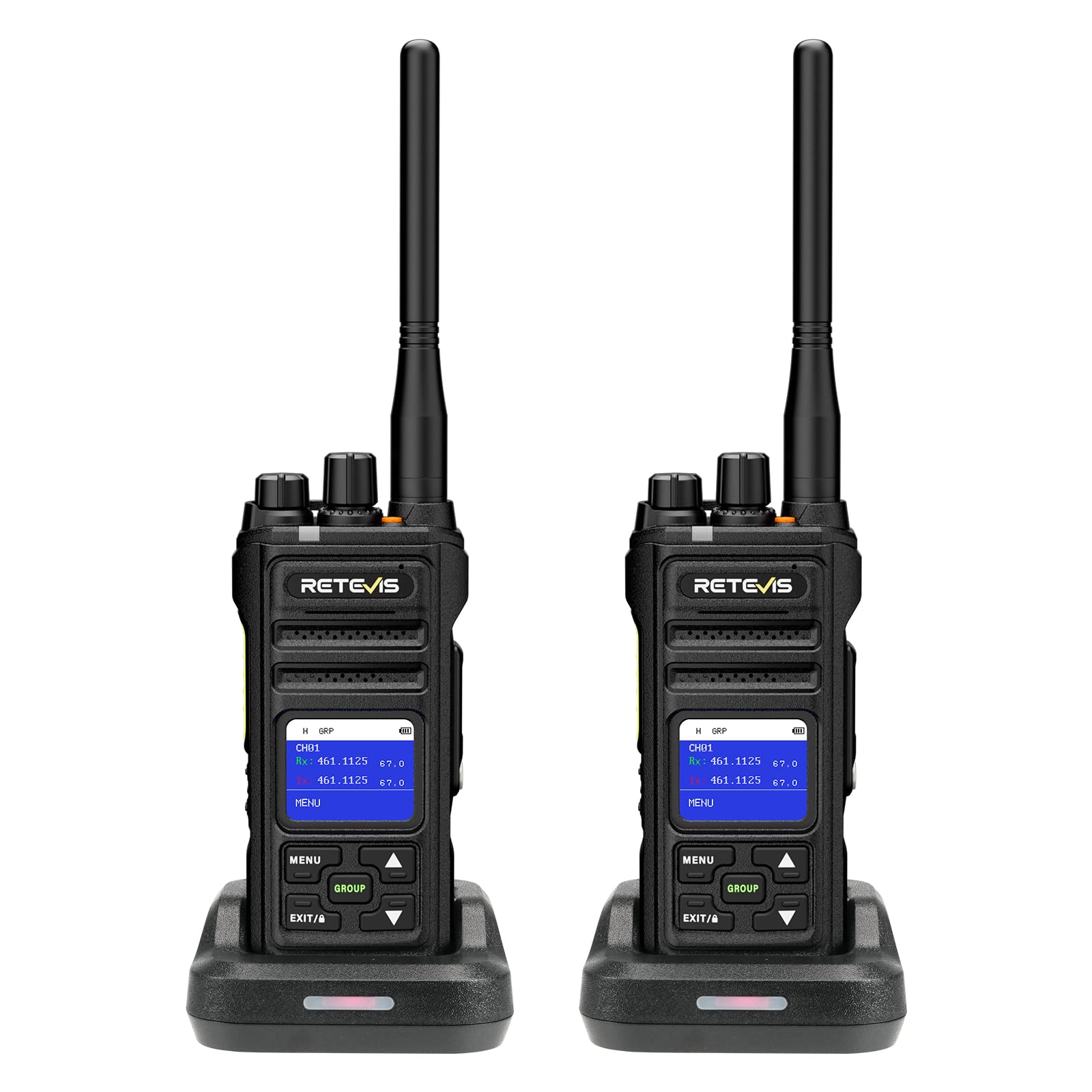 Retevis NR630S Walkie Talkie, Daleki Zasięg Krótkofalówka IP67 Ochrona, Zaawansowane Dźwięku, 2800mAh, Ekran LCD, Grupowe Połączenia Walkie Talkie dla Bezpieczeństwa (Czarny, 2 Szt.)