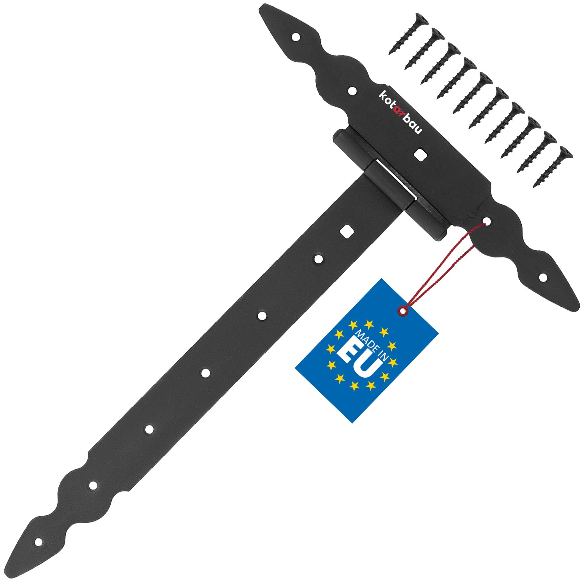 Kotarbau Black T Hinges Length 350 Mm Cross Hinges Powder-Coated Steel Garden Gate Hinge Wooden Door Hinge Heavy Duty Door Hinges
