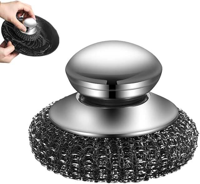 Steel wool scrubber with handle image