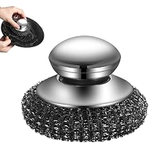 Steel Wool Scrubber with Handle, Upgrade Heavy Duty Stainless Steel Dish Scrubber for Cleaning Dishes, Iron Pots, Stoves, Kitchen Sink,1 Pcs