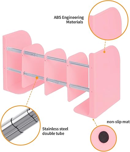 Miniatura 6 de Sujetalibros ajustables para libros pesados, extremos de libros de metal resistente para estantes, extremos de libro para libros pesados,