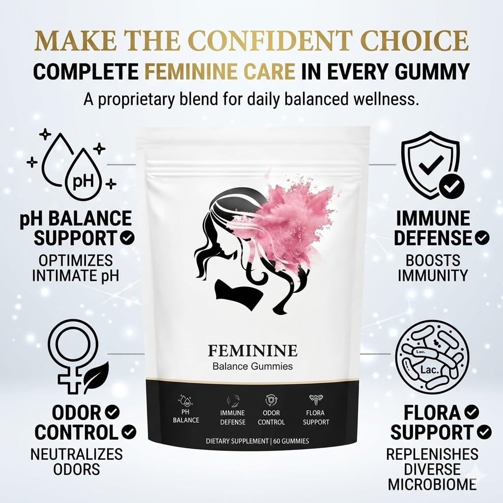 Feminine Balance Gummies, Premium Feminine Balance Gummies for Women’s, Vegan Hawaiian Pineapple, pH Balance, Healthy Odor, Flora and Immune Support, Vaginal Health Support, 60 Count (Pineapple)