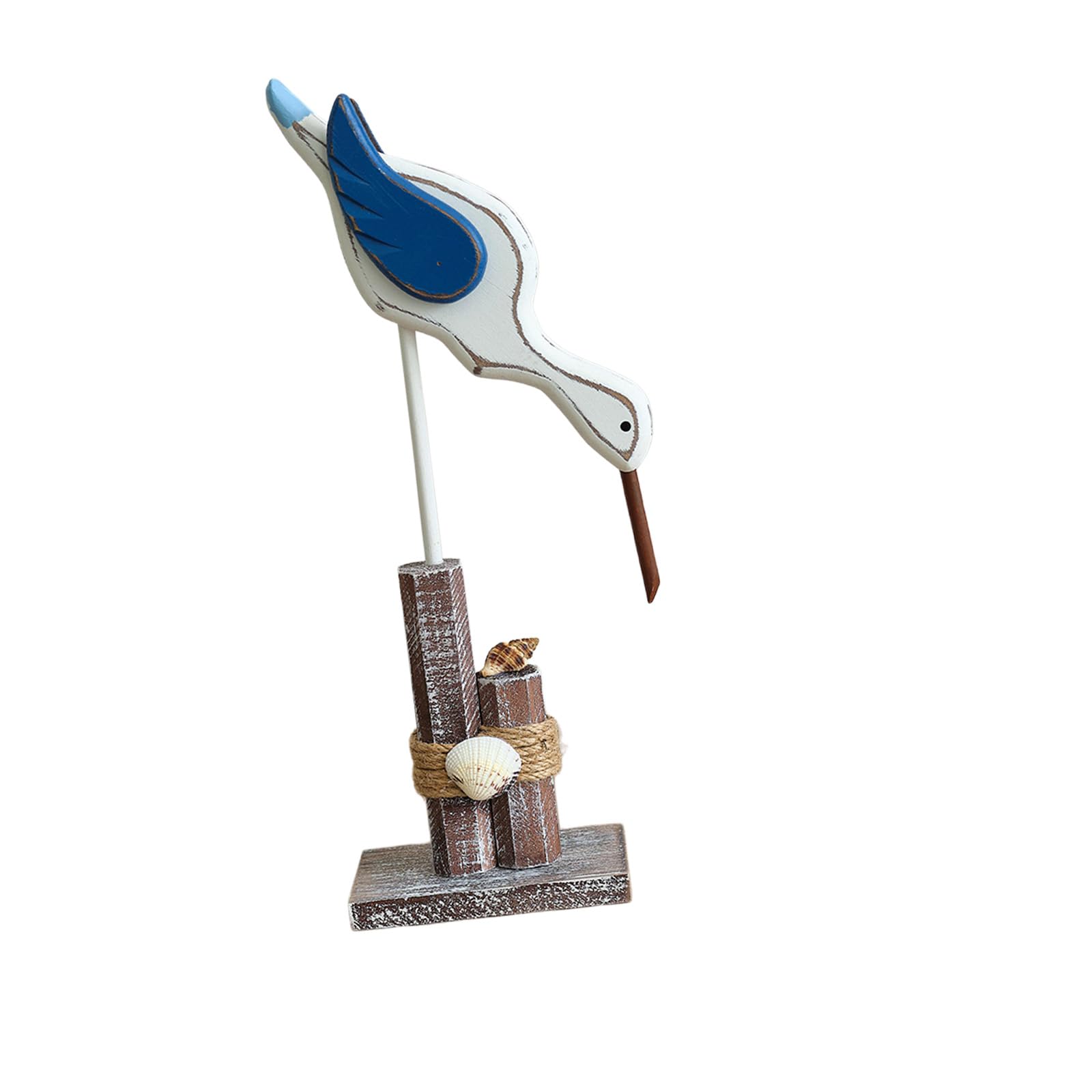 alloneslife Wooden Seagulls Figurines Rustics Wood Sea Bird Sculpture Nauticals Decors Accents Decorative Ornament Coastal Decors Nauticals Home