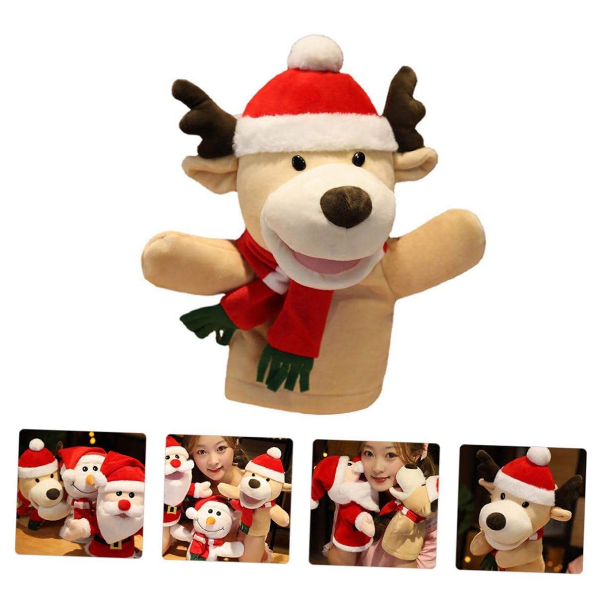 Juguetes de Peluche Marioneta de Mano de Ciervo Delicada Juguete de Dedo Navideño Interactivos Fiesta de Navidad
