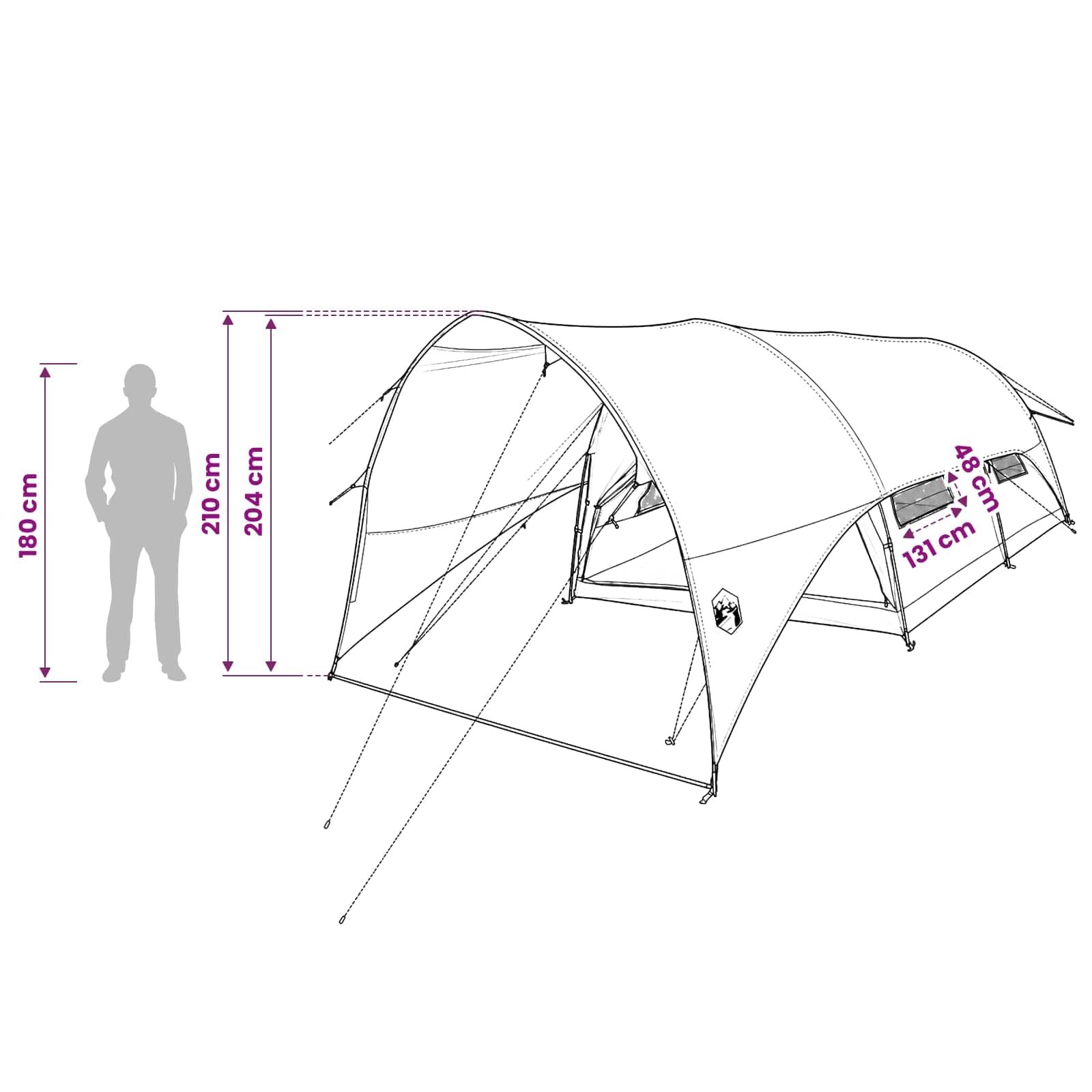 vidaXL Tenda a tunnel con parapioggia impermeabile per campeggio all'aperto