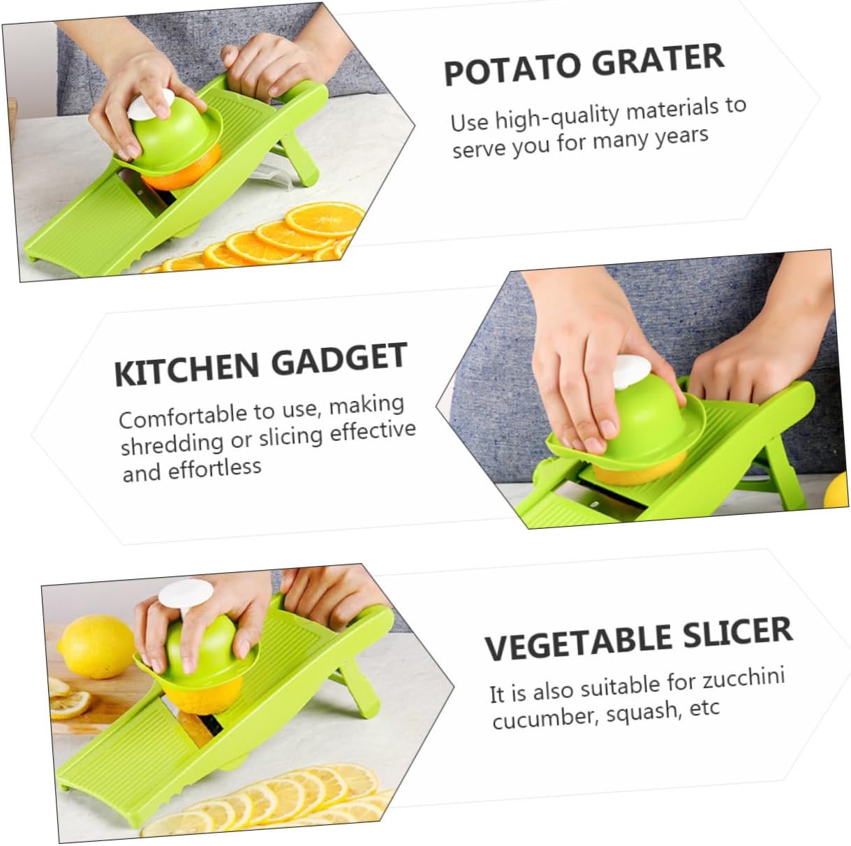 Toyvian Multipurpose Potato Chopper and Vegetable Slicer Kitchen Grater Handheld Green Tool for Fruit, Ginger, and Vegetable Cutting in Home Cooking