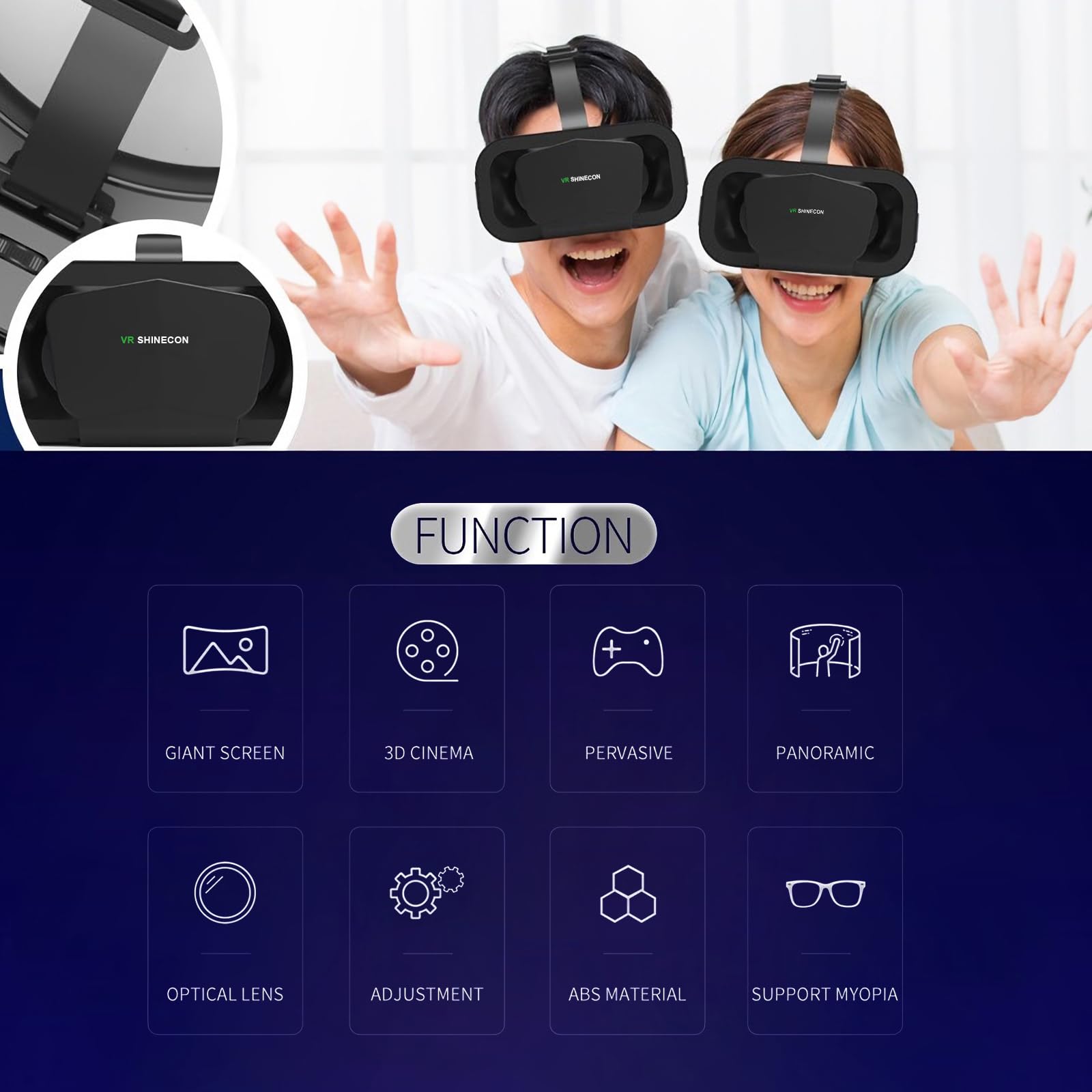3D VR Gafas de Realidad Virtual, Disfruta de los Mejores Juegos y Videos (con Controlador Bluetooth), Compatible 5 Inch - 7 Inch Pulgadas Smartphone Amplia compatibilidad por Android/Phone