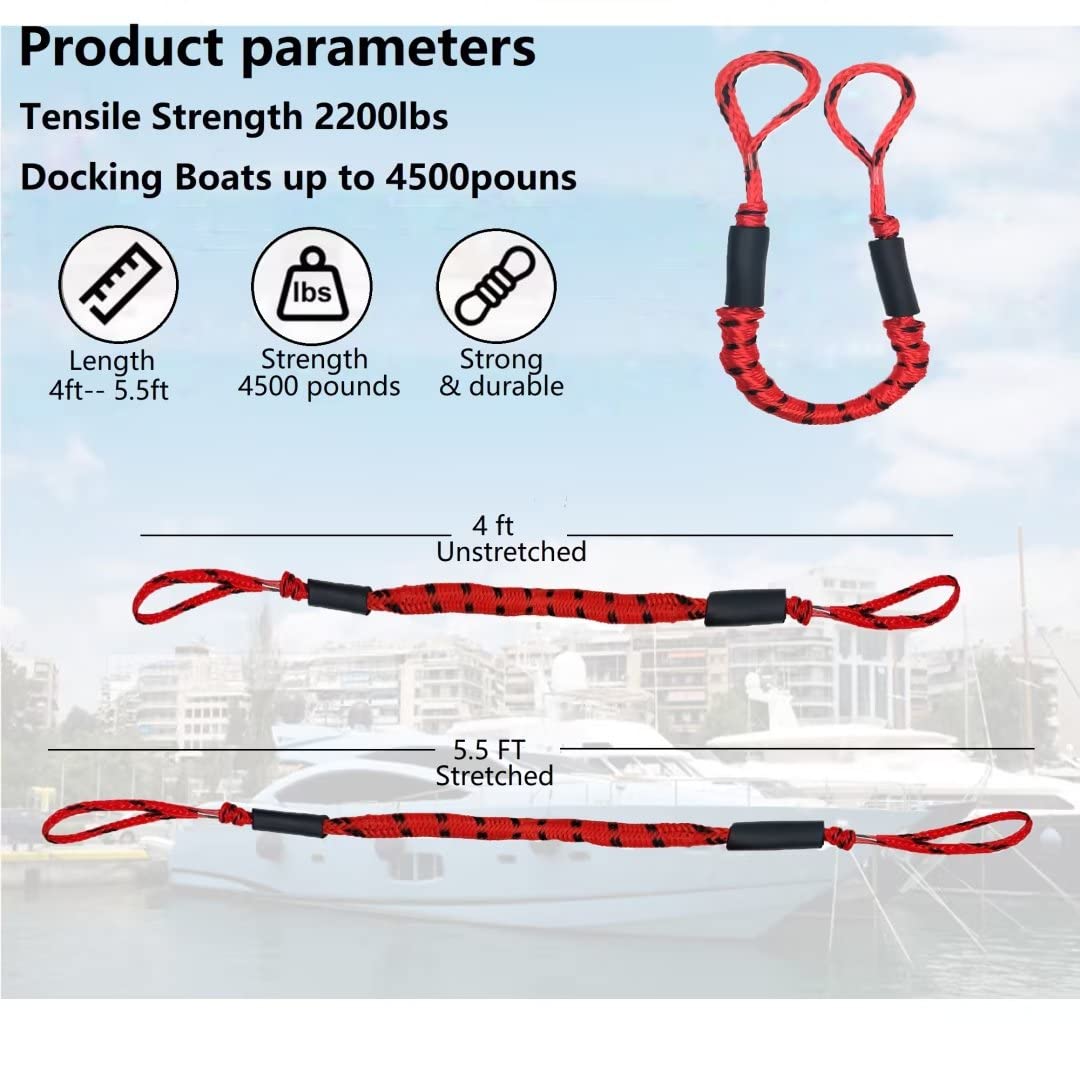Cordons Élastiques Pour Bateau OROOTL - 2 Pièces 1.2m/1.5m/1.8m | Jet Ski, Kayak, Ponton