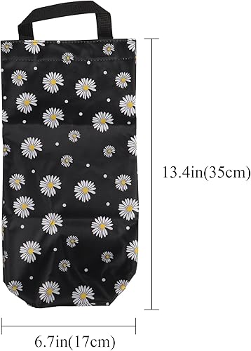 Miniatura 7 de QIANRENON Bolsa de basura de plástico lavable para cocina, baño, sala de estar, oficina, cámper, 2 unidades con 2 ganchos (color negro margarita)