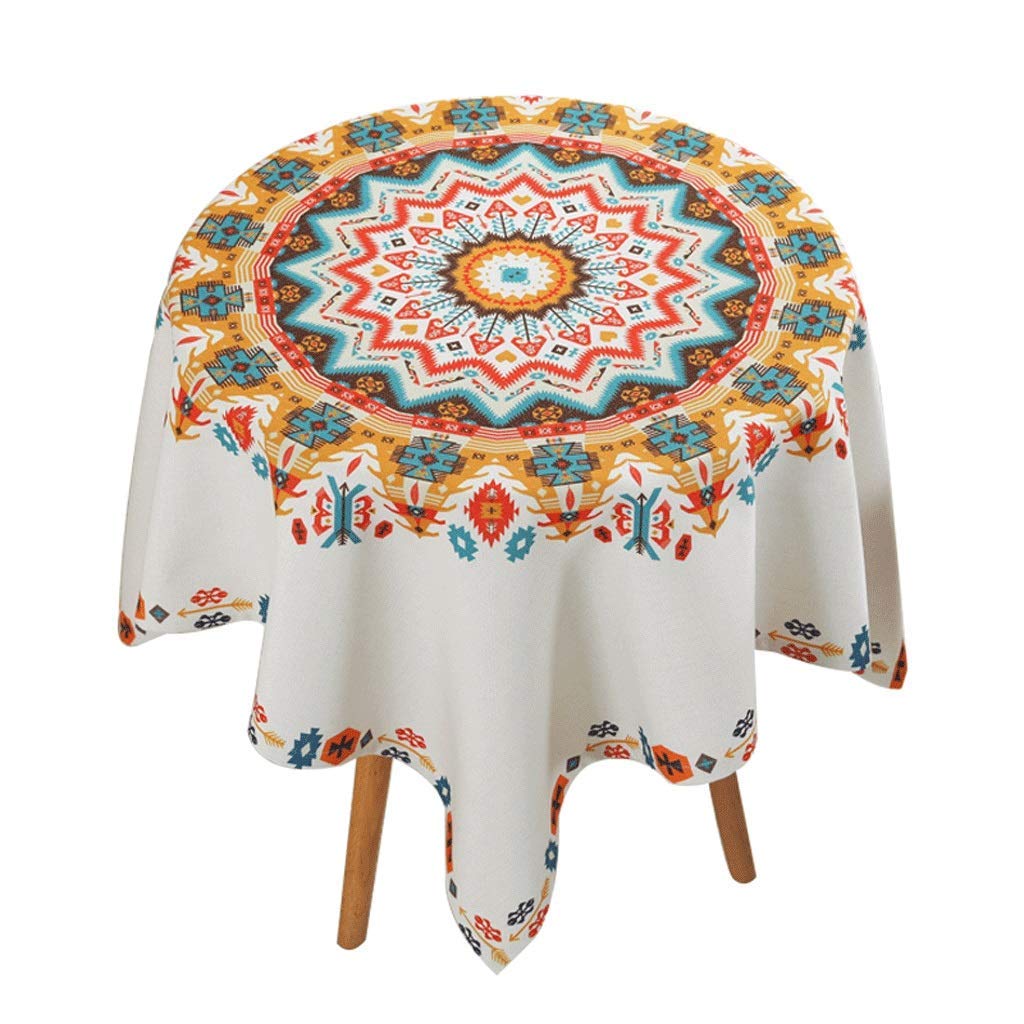 Petite nappe carrée de table ronde ethnique pour protéger vos meubles