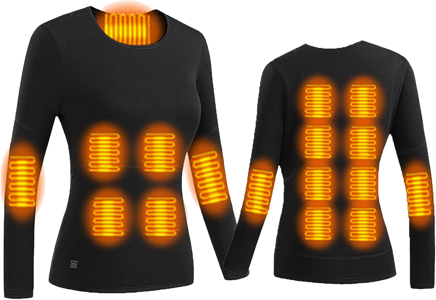 Heated Underwear Top Womens 16 Zone Electric Heating Thermal Underwear Long Sleeve Shirt Fleece Lined