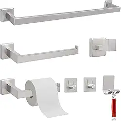 Toalheiro de Aço Inoxidável,Barra de Toalha de Banheiro,Design Moderno e Resistente,Ideal para Banheiros Residenciais e Comerciais(7 Peças)