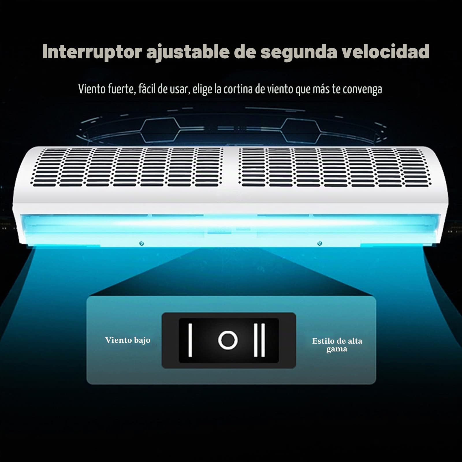 lhx Cortina de Aire Interior, 60 cm 90 cm 100 cm 120cm Comercial silencioso, con Control Remoto, 2 velocidades (Size : 90cm)