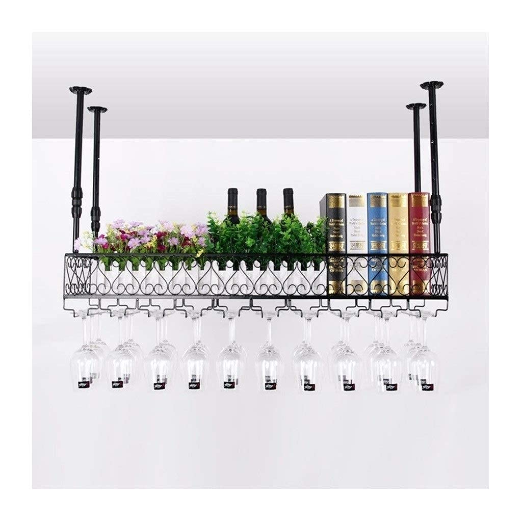 Soporte para vino creativo de techo negro de 80 cm para botellas y copas