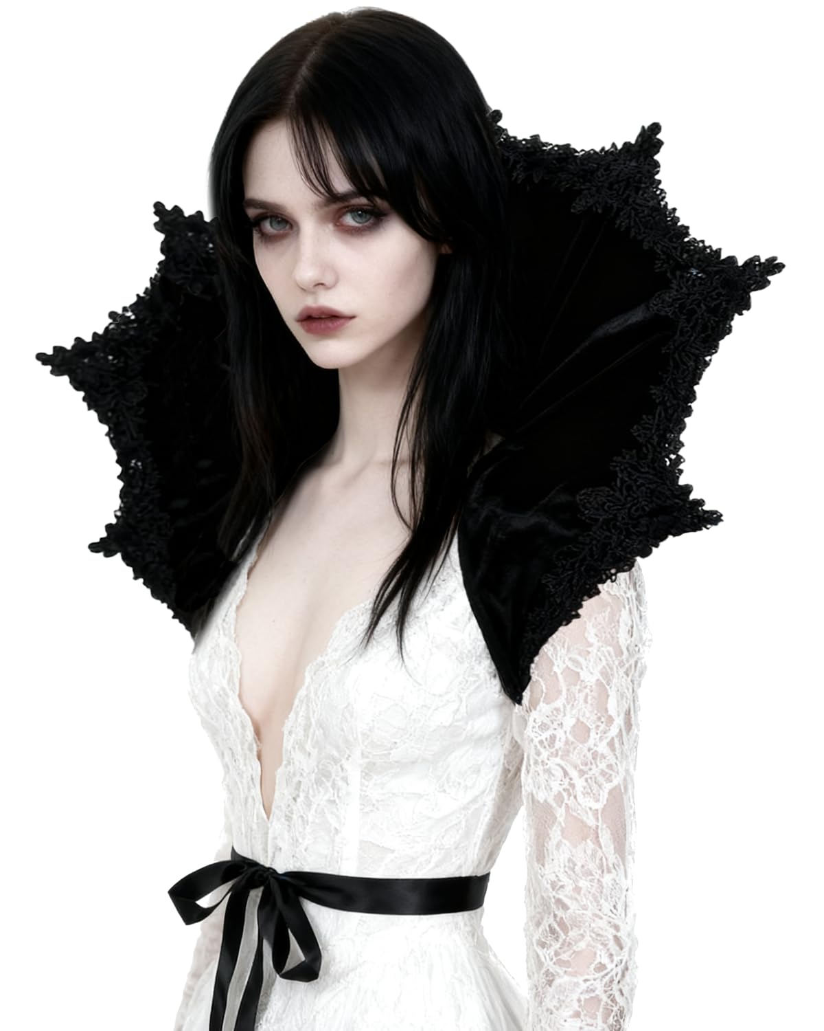keland Collare Vittoriano Velluto Girocollo Gotico Donne Halloween Vampiro Cosplay (X-Nero)