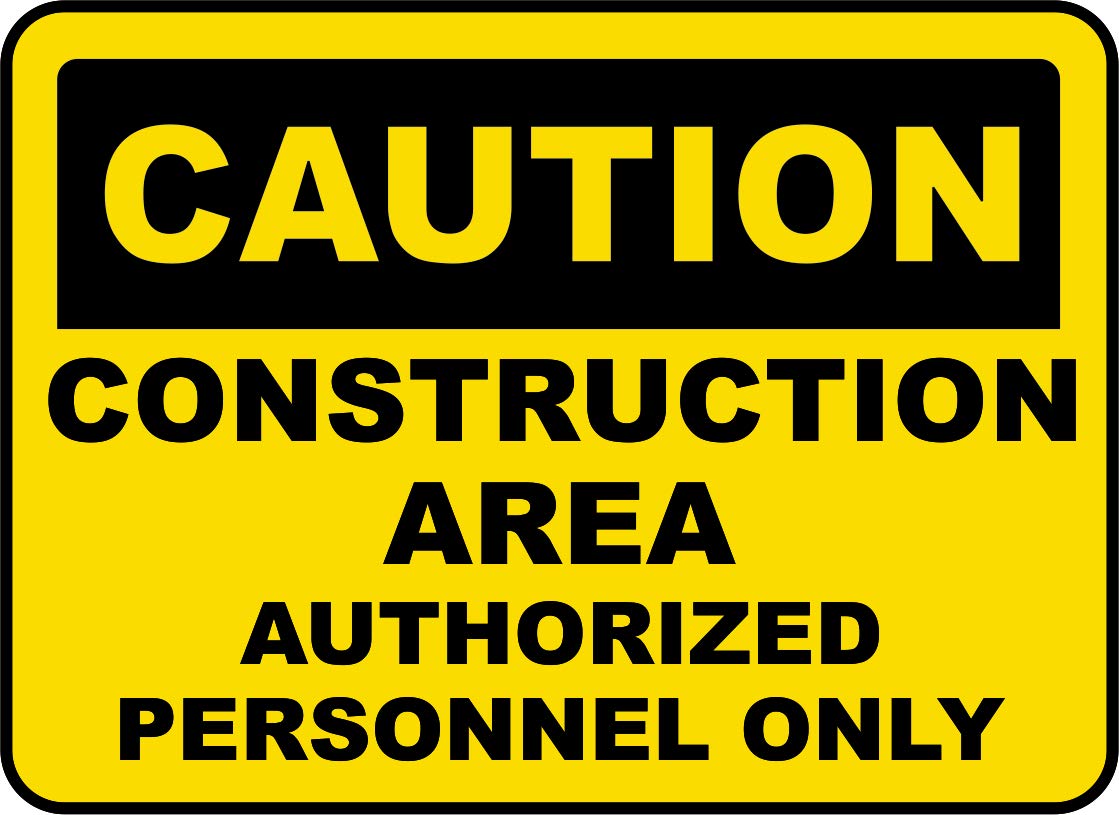 INDIGOS UG - Pegatinas - Seguridad - Advertencia - Construcción Area Authorized Only Sign 254mmx177mm - Decal for Office - Oficina - Empresa - Escuela