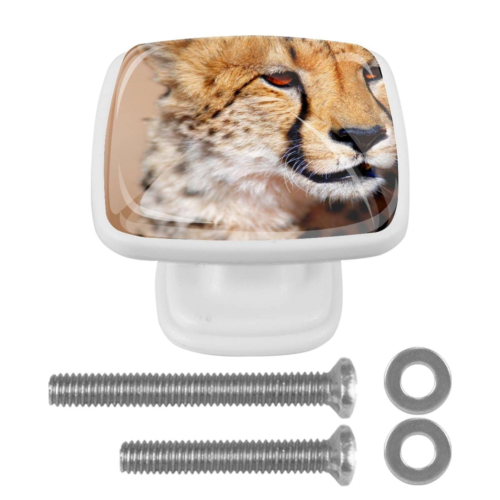 Warmfm Multi07 Animal Cheetah Set 4 Cabinet Knobs Hardware Drawer Wardrobe Pull Handles